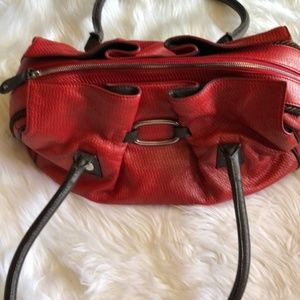 Piatonna Red Leather Shoulder Purse Made in Italy